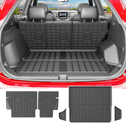 powoq Cargo Mat Compatible with 2018-2024 Chevrolet Equinox GMC Terrain Trunk Liner TPE Cargo Liner Replacement for 2018-2024 Chevy Equinox GMC Terrain Accessories (Trunk Mat+Backrest Mats)
