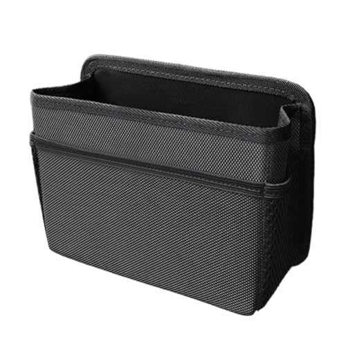 Car Trash Can, Foldable Waterproof Leather Trash Bin Garbage Organizer, Multi-Pocket Mini Hanging Storage Container, Universal Auto Interior Accessories for Cars, SUVs, Trucks (Black) - color: Black