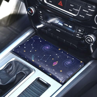 linqin Car Registration and Insurance Card Holder, Galaxy Space Glove Box Organizer Card Document Wallet - color: Galaxy Space