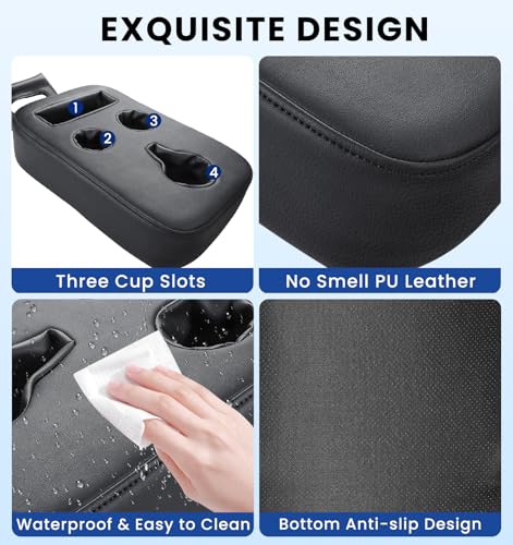 Car Cup Holder, Back Seat Cup Holder for Car, PU Leather Couch Sofa Bed Cup Holder Expander Tray, Boat Tray, Organizer for Trucks, Minivans, SUVs, RVs, Vehicles, Holds Drinks, Remote, Snacks