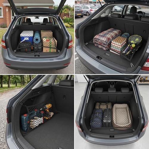 Cargo Net for SUV with Hooks, Adjustable Highly Elastic Storage Organizer Net for Car, Pickup Trucks,Mesh Organizer 2.6'x2' Stretches to 5'x4',Road Trip Essentials Black - size: 31.5x23.6in