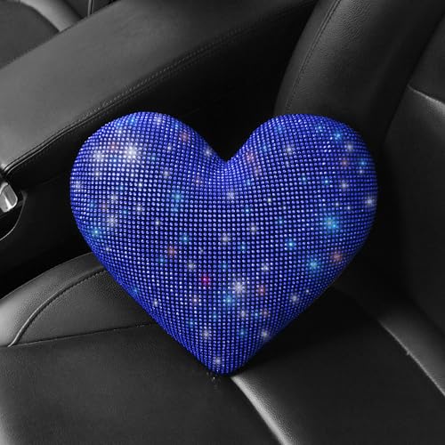 Car Bling Pillows Automobile Headrest Neck Pillow Shiny Diamond Interior Accessories for Women, Girls and Ladies Car Nevk Pillow Rhinestone Universal Fit Blue 2 Pieces - color: Blue 2pcs