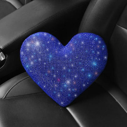 Car Bling Pillows Automobile Headrest Neck Pillow Shiny Diamond Interior Accessories for Women, Girls and Ladies Car Nevk Pillow Rhinestone Universal Fit Blue 2 Pieces - color: Blue 2pcs