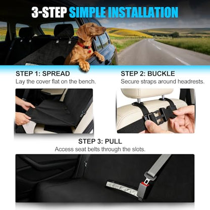 Waterproof Towel Rear Seat Cover for Cars, SUVs, Trucks & Sedans, Heavy Duty Sweat Towel Back Seat Protector for Post-Gym, Beach, Dogs & Kids, Machine Washable, Non-Slip, Black, 55" x 59"