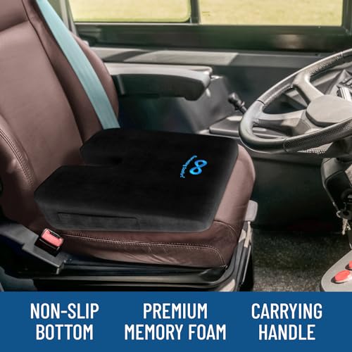 Everlasting Comfort Memory Foam Car Seat Cushion - Tailbone Pain Relief, Driving Seat Cushion for Short People - Office, Wheelchair, Gaming Chair, Travel - Non-Slip, Washable Cover