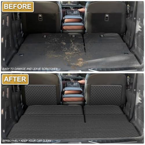 Cargo Mat & Backrest Mat Fit for 2014-2024 Infiniti QX80 / 2017-2024 Nissan Armada / 2011-2013 Infiniti QX56 - All Weather PU Leather Trunk Liner and 2nd & 3rd Row Rear Backrest Protector - color: QX 80/Armada Cargo Backrest Mat-A