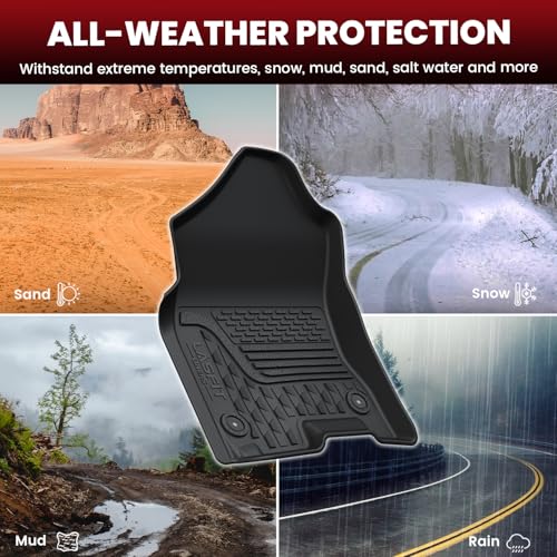 LASFIT Floor Mats for Ram 1500 2019-2024 Crew Cab with Rear Under-Seat Storage Bucket Seat (NOT Fit for Classic Model), 4 Full Size Doors All Weather TPE Custom Fit 1st & 2nd Row, Black - style: 1) 1500 | 2019-2024 | Crew Cab with Storage Bucket Seat Floo