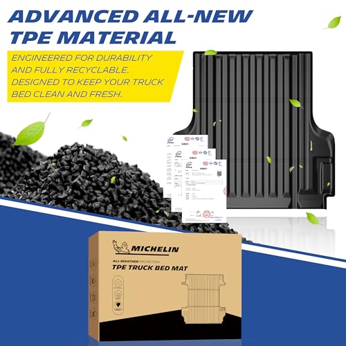MICHELIN Truck Bed Mat for 2022-2026 Nissan Frontier 5 FT / 60.3" Only (Not Fit Drop-in Bed Liners), All-Weather Truck Bed Liner, Custom Fit, Durable TPE Bedliner, Non-Slip - size: 3) Frontier | 22-26 | 5 FT