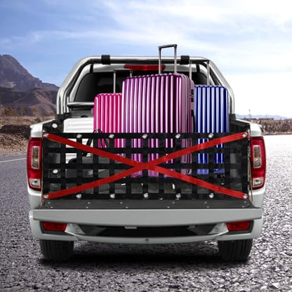 Heavy Duty Tailgate Cargo Net 84"x20" Truck Tailgate Net Extendable Durable for Truck Bed with 4 Adjustable Buckle Straps Suitable for Pickup,Trailer,Boat,SUV - size: 84"X20"