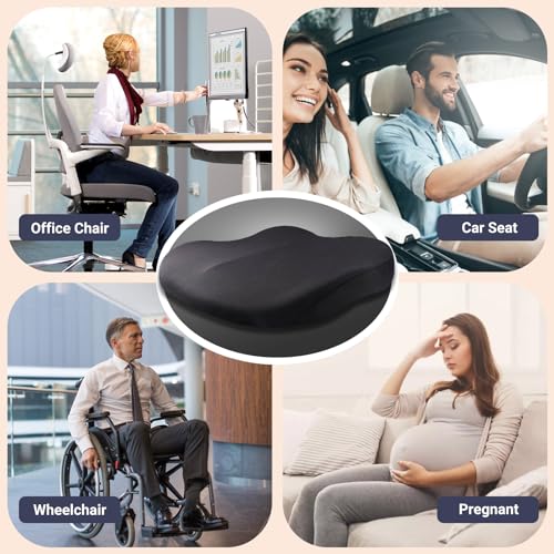 Car Seat Cushions for Driving, Comfort Memory Foam Wedge Driver Seat Cushion, Adult Booster Cushion, Adult Booster Seat for Car, Height 3.9 inch, for Car, Truck, Long Trips,Black