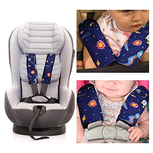 DILIMI Space Carseat Belt Cover for Baby Soft Comfort Seat Belt Cushion for Kids Cute Cartoon Pattern Car Seat Belt Pads Cover (2 Packs) - color: Space