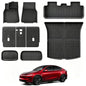 All Weather Floor Mats Custom Fit Tesla Model Y 2025-2026 5-Seater (Not for Standard),TPE Waterproof Odorless Car Floor Mats Set with Rear Seat Back Protector Interior Accessories(7 PCS)