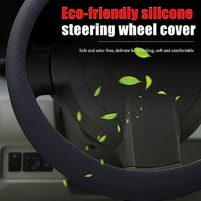 JDDRY Car Steering Wheel Cover,Silicone Steering Wheel Protector,Universal Fit Steering Wheel Cover, Steering Wheel Protective Cover(Black,1PC) - color: Black