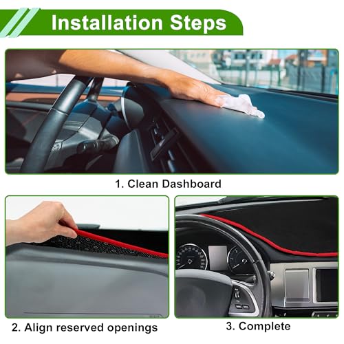 Faux Leather Dashboard Cover for Kia Optima 2016-2020 Dashboard Mat Anti-Slip Sun UV Heat Shield Protection Black 1 Pc
