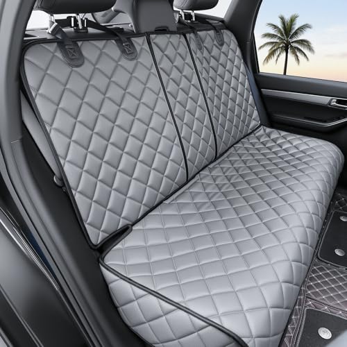 Dog Car Seat Cover for Back Seat, Waterproof Back Seat Covers for Dogs, PU Leather Nonslip Rear Car Seat Cover Universal Fit for Most Vehicles,SUVs,Small Trucks (Grey, Standard) - color: Grey, size: Standard Back Seat Cover