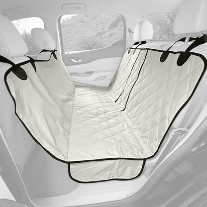 4Knines Dog Hammock for Cars, SUVs, and Small Trucks (Regular Size, Tan) – Rear Seat Cover for 60/40 Split Bench w/Armrest & Seatbelt Access – Heavy Duty, Waterproof, Easy Install, Machine Washable