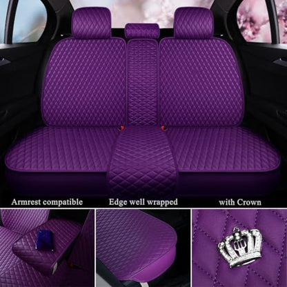 Red Rain Purple Car Seat Cover Full Set Universal Leather Front and Rear Seat Covers Auto Seat Covers (AA-Purple) - color: AA-Purple