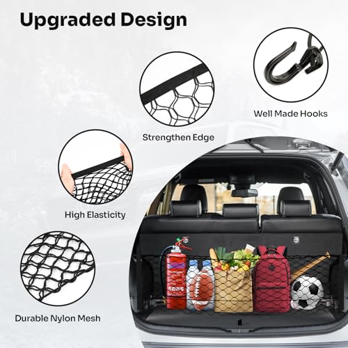 Canvcle Trunk Cargo Net for 2013-2018 Toyota RAV4 Accessories Envelope Style Mesh Trunk Net Organizer and Storage Stretchable Adjustable Elastic Nylon Rear Cargo Netting with Hooks - style: for Toyota RAV4
