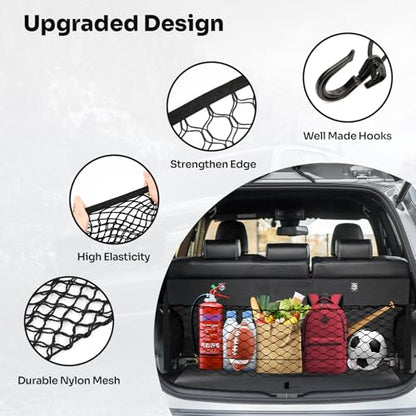 Canvcle Trunk Cargo Net for 2013-2018 Toyota RAV4 Accessories Envelope Style Mesh Trunk Net Organizer and Storage Stretchable Adjustable Elastic Nylon Rear Cargo Netting with Hooks - style: for Toyota RAV4