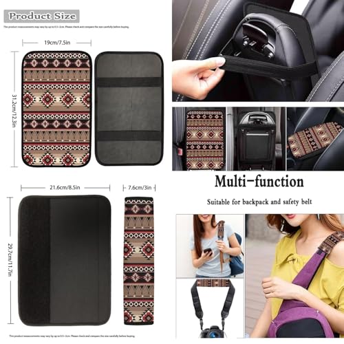 Dreaweet Native American Car Seat Covers Full Set Southwestern Aztec Navajo Seat Covers with Steering Wheel Cover/Armrest Cover/Seatbelt Covers/Car Coasters/Gear Shift Cover/Handbrake Cover - color: Native American
