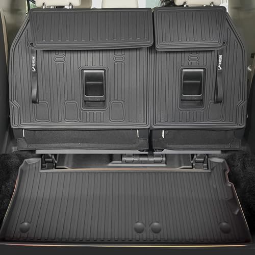 IKABEVEM 2021-2025 2026 Sienna Cargo Liner & Backrest Mat Fit for Toyota Sienna 7/8 Seat (without Spare Tire) - Custom Fit Trunk Mat and 3rd Row Seat Back Mats - All Weather Car Mats for Toyota Sienna - style: (5)Toyota Sienna 2021-2026 Cargo Liner & Back