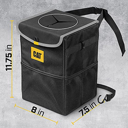 CAT® Car Trash Can & Ice Cooler – 2.4 Gallon Hanging Organizer with Anti-Spill Lid, Leak-Proof Waterproof Liner, Multi-Use Vehicle Bin for Cars, Trucks, SUVs – Heavy-Duty Travel Accessory