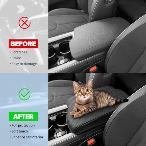 Center Console Armrest Cover Compatible with Hyundai Palisade 2020-2025 Accessories, Premium Leather Arm Rest Cover Pad, Car Middle Console Cover (Black) - size: 2020-2025 Hyundai Palisade