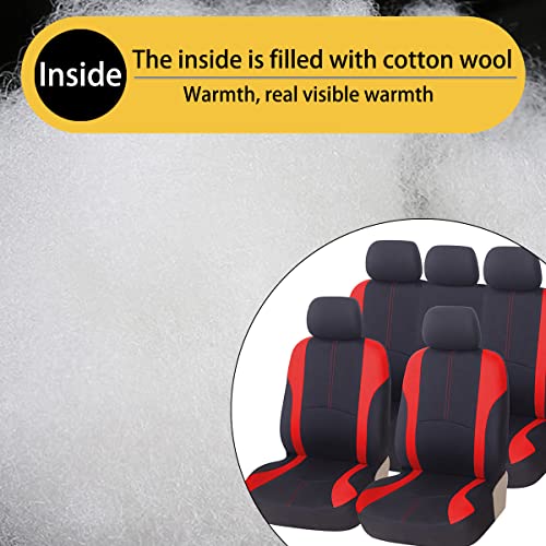 AICEL 9 Piece Car Seat Covers Full Set, Front and Rear Split Bench Auto Seat Protectors, Two-Tone Washable Automotive Seat Covers Universal Fit for Most Cars, Sedan, Truck, SUV - color: Red