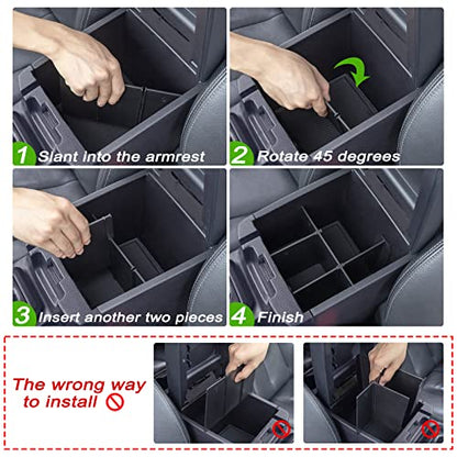 Center Console Dividers Organizer Compatible with Toyota Tacoma 2016-2021 2022 2023 Accessories,Insert Box ABS Secondary Storage