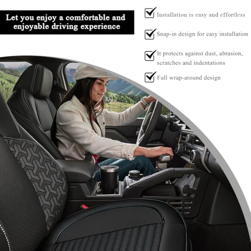 Leather Car Seat Cover, 24.4" × 21.7" Front Bottom Seat Cushion with Storage Pocket, Waterproof Anti-Slip Full Wrap Protector for Automotive Bottom Seats, Car Accessories (Black)