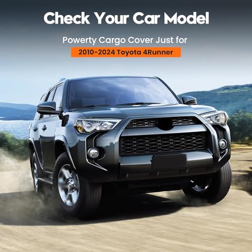 Powerty Retractable Cargo Cover for Toyota 4Runner 2010-2024, Carbon Fiber Texture Trunk Cover Privacy Screen Rear Security Shade for 4Runner Accessories - size: 1) Toyota 4Runner | 2010-2024