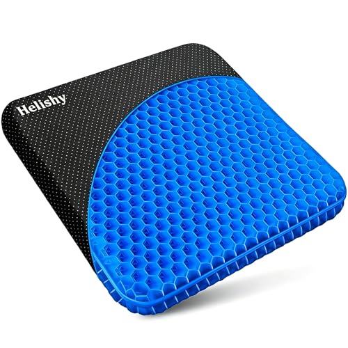 Gel Seat Cushion, Double Thick Egg Gel Cushion for Pressure Pain Relief, Breathable Wheelchair Cushion Chair Pads for Car Seat Office Chair (16x14x1.65inch) - color: 1-blue, size: Standard (16*14*1.65 inch)