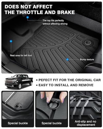 3D Floor Mats for 2019-2025 2026 Chevrolet Silverado 1500 & GMC Sierra 1500 - with Rear Underseat Storage Box Accessories - size: 2)Chevrolet Silverado 1500｜19-26｜1st & 2nd Row