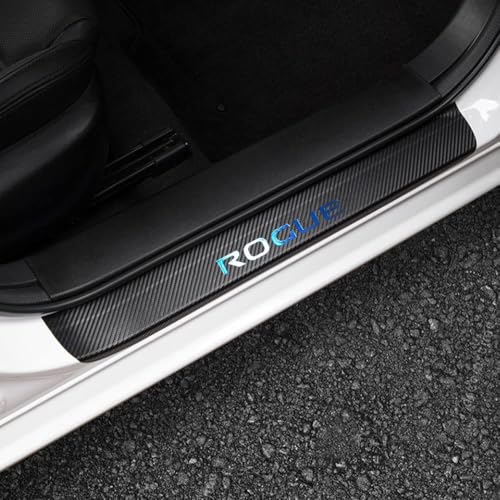 LEXLEY,with Rogue Logo for Nissan 2014-2026 Rogue 2017-2022 Rogue Sport Carbon Fiber Style Leather Door Sill Protector Anti-Dirty Scuff Plate Cover Guard Sills Protector Trim.4PCS -Blue - color: BLUE