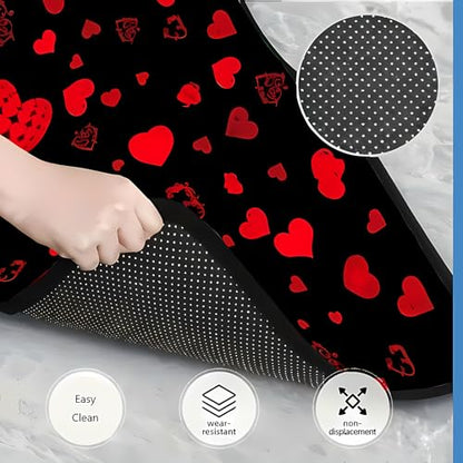 Universal Car Trunk Mat 29" x 39", Red Heart Print All Weather Trunk Protection Cargo Liner, Durable Cargo Mat Rear Trunk Liner, Stylish Vehicle Interior Accessories Suitable for Most Car Models - color: Red Heart Print