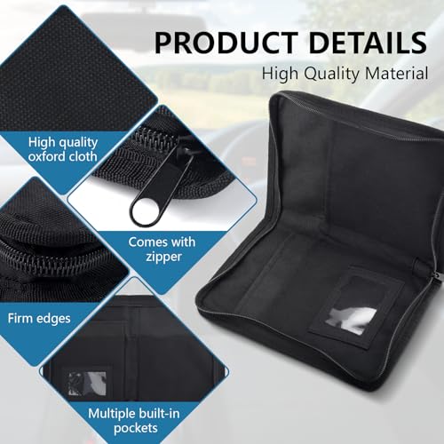 vvag Car Registration Insurance Holder,Glove Box Compartment Organizer with Multiple Pockets,Zipped Design Document Holder Owner Manual Case,Glove Bag for Registration,Insurance,Driving Licence,Cards