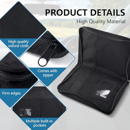 vvag Car Registration Insurance Holder,Glove Box Compartment Organizer with Multiple Pockets,Zipped Design Document Holder Owner Manual Case,Glove Bag for Registration,Insurance,Driving Licence,Cards