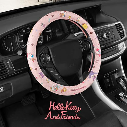 Hello Kitty and Friends Steering Wheel Cover, Universal Fit Cute Accessories for Women, Stylish Decor Gift Hello Accessories - Fits Standard Wheels 14.5"-15" - style: Hello Kitty and Friends Bakery