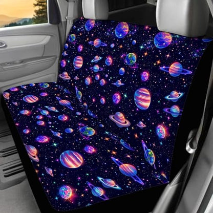FUSURIRE Purple Planet Print Car Seat Covers 4 Pcs Full Set, Vehicles Front & Rear Seat Protector Universal Fit for Sedan SUV Trucks - color: Purple Planet Print