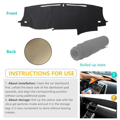 Dashboard Cover Suitable for Honda Ridgeline 2017-2024/Pilot 2016-2022/Passport 2019-2024 Car Dashboard Cover Sun Visor Mat Non-Slip Polyester Dashboard Accessories (Black) - size: 17-24 For Ridgeline/Pilot 16-22/Passport 19-24