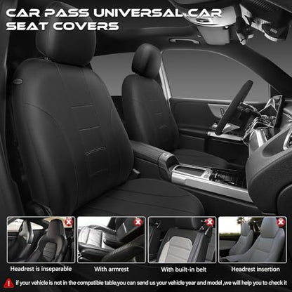 Breathable Seat Covers for Car,Front Seat Covers Airbag Compatible,Washable Seat Covers, Universal Fit for SUVs Sedans Trucks Vans Automotive,Airbag Compatible,2 Black