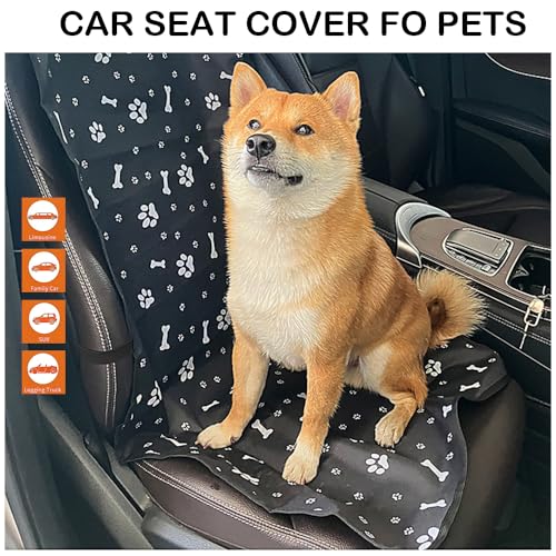 Dog Car Seat Cover for Back Seat，Back Seat Pet Cover for Daily Life, Convenience Waterproof & Nonslip Seat Covers for Pet (Black - Bone)