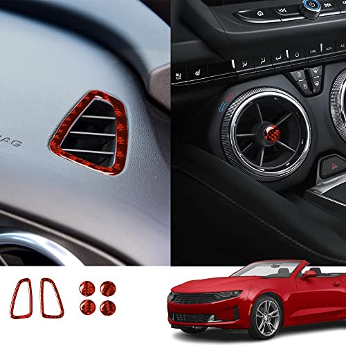 Custom Interior Accessories 6PCS for Chevrolet Camaro 2016 2017 2018 2019 2020 2021 2022Red Carbon Fiber Center Console Cover Air Conditioner Outlet Vent Cover Protection Decoration - size: Air outlet decorative cover