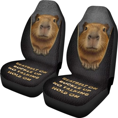 Capybara Front Car Seat Cover Set of 2 Car Seat Covers Bucket Seat Protector for Women Men Animal Themed Auto Accessories Universal Fit for SUV Truck Van Sedans - color: Capybara