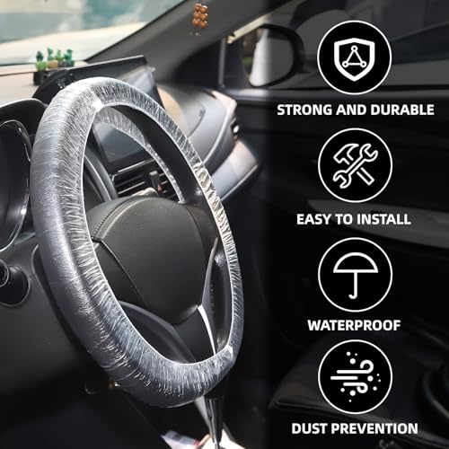 100PCS Disposable Steering Wheel Covers,Disposable Steering Wheel Protector with Elastic, Applicable to Cars, Trucks, Vans (100)