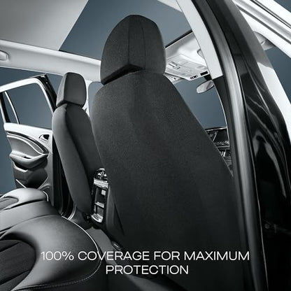 Skechers Car Seat Covers, Work Leather Seat Covers 5-Times Stronger Built-in Webbing, Oxford Fabric Seat Cover Full Sets, Airbag Compatible, Automotive Comfort for Cars, Trucks, SUVs,Black