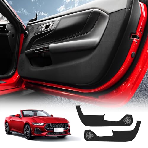 KUNGKIC for Ford Mustang 2024 2025 Car Door Anti Kick Pad Protective Stickers Interior Decals Accessories Self-Adhesive Side Edge Protection Mats Cover (PU, Imitation Leather) - color: Imitation Leather