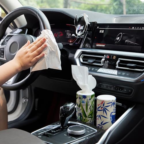 Car Tissue Holder,Tissue Box, Car Tissues Cylinder with Cap, Car Tissues Holder, Car Tissues Holder Round Container(4pk/200 Sheets) - style: Ginger Jars