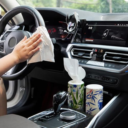 Car Tissue Holder,Tissue Box, Car Tissues Cylinder with Cap, Car Tissues Holder, Car Tissues Holder Round Container(4pk/200 Sheets) - style: Ginger Jars