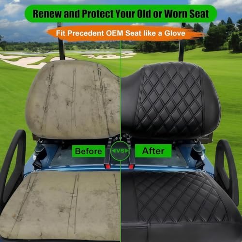 Club Car Precedent Seat Covers, Golf Cart Seat Covers for Precedent OEM Ordinary Seat-Thick Premium Marine Leather Custom Diamond Comfortable/Anti-Scratch/Anti-Fading/Easy to Install - style: Fit Club Car Precedent&Tempo Front Seat